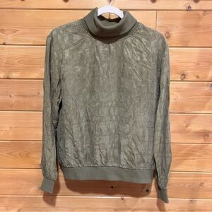Callahan Knitwear 100% Cupro Vegan Silk Olive Green Turtleneck.